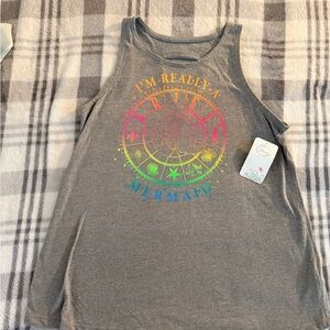 Gray Tank Top with Rainbow 'I'm Really a Mermaid' Graphic sticker size M